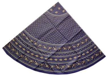 French Round Tablecloth WCoated (leave small pattern. navy)